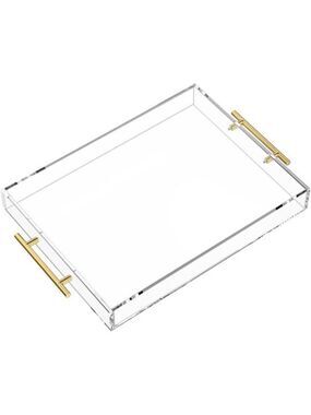 Clear Serving Tray 12x16 Spill Proof Acrylic Organizer Coffee Table Counter top